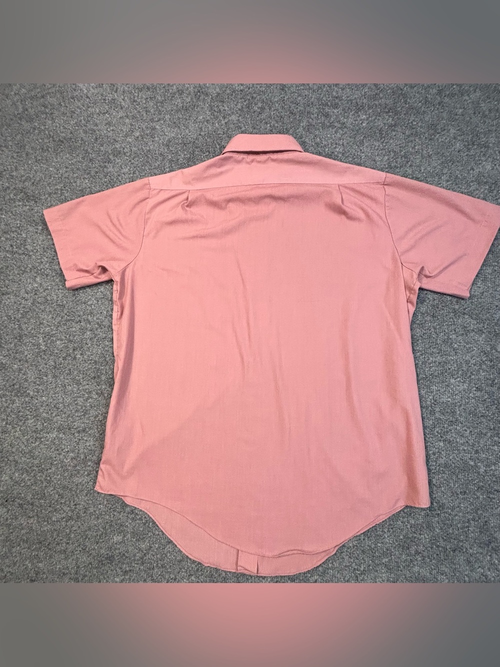 VTG 60s 70s Permanent Press Button up Collared Shirt Park Ave Salmon Pink 16 1/2 - Picture 13 of 13